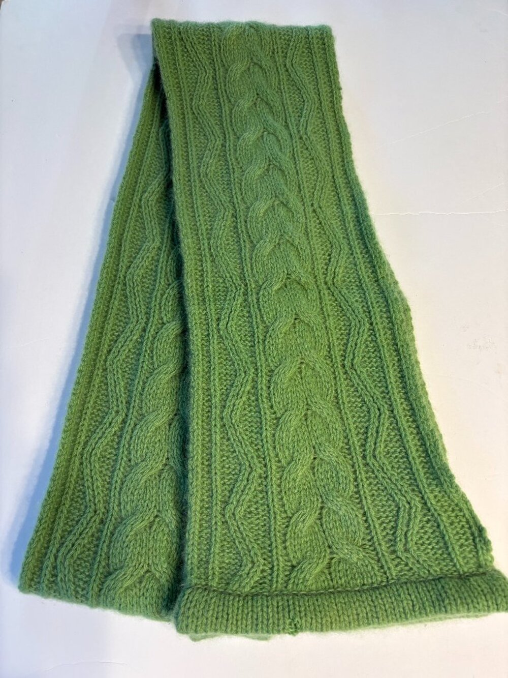 Womens Portolano One Size Green Aran Cable Knit Cashmere Scarf